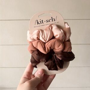 NWT Kitsch Recycled Fabric Hair Scrunchies Set - Rosewood